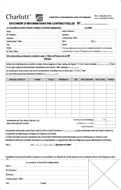 Acheter carnet bon de commande vente par correspondance à Paris